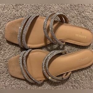Express Women's Sandals with Tan and Silver Accents